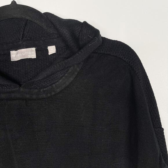 Evolution Womens Medium M Black Sweater Hoodie Knit Long Sleeve Casual Cozy - Picture 3 of 7